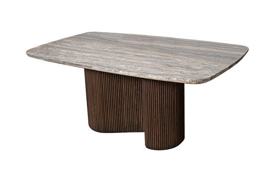 CONCH YEMEK MASASI KAHVERENGİ GRİ MERMER 100x180x76cm DT230042_BND - 2