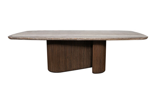 CONCH YEMEK MASASI KAHVERENGİ GRİ MERMER 110x240x76cm DT239122_BND - 4