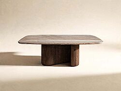 CONCH YEMEK MASASI KAHVERENGİ GRİ MERMER 110x240x76cm DT239122_BND - KERVAN