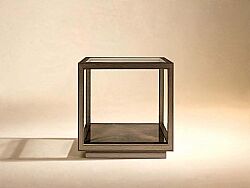 COVE YAN SEHPA GRİ CAMLI KARE 66x66x64cm 349303-2743 - KERVAN