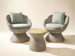 CS02 NORA-2 FİSKOS SET 2 SANDALYE+SEHPA 79x79x79-50x50x45cm - KERVAN