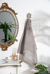 DAMASK BORDÜRLÜ DESEN HAVLU KAHVERENGİ 70x140cm (TRY) - 2