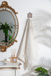 DAMASK BORDÜRLÜ DESEN HAVLU KREM 70x140cm (TRY) - 2
