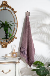 DAMASK BORDÜRLÜ DESEN HAVLU MÜRDÜM 70x140cm (TRY) - 2