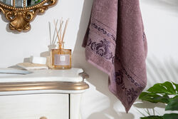 DAMASK BORDÜRLÜ DESEN HAVLU MÜRDÜM 70x140cm (TRY) - 3