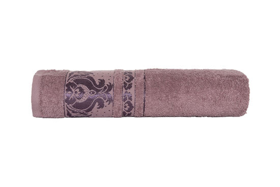 DAMASK BORDÜRLÜ DESEN HAVLU MÜRDÜM 70x140cm (TRY) - 4