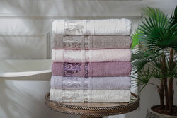 DAMASK BORDÜRLÜ DESEN HAVLU MÜRDÜM 70x140cm (TRY) - 5