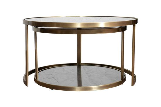 ELEGANCE 2'Lİ ORTA SEHPA PİRİNÇ ESKİTME (83x83 H:45,5cm + 69,5x69,5 H:40,5 cm) - 2