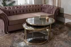 ELEGANCE 2'Lİ ORTA SEHPA PİRİNÇ ESKİTME (83x83 H:45,5cm + 69,5x69,5 H:40,5 cm) - 4