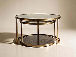 ELEGANCE 2'Lİ ORTA SEHPA PİRİNÇ ESKİTME (83x83 H:45,5cm + 69,5x69,5 H:40,5 cm) - SEHPA
