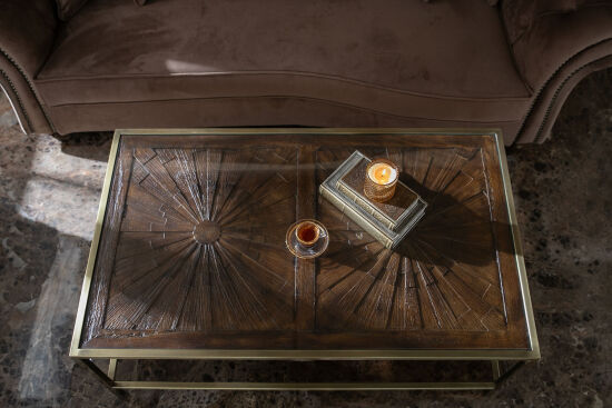 ELEGANCE DİKDÖRTGEN ORTA SEHPA PİRİNÇ ESKİTME 70X120X46 CM - 8