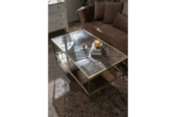 ELEGANCE DİKDÖRTGEN ORTA SEHPA PİRİNÇ ESKİTME 70X120X46 CM - 9
