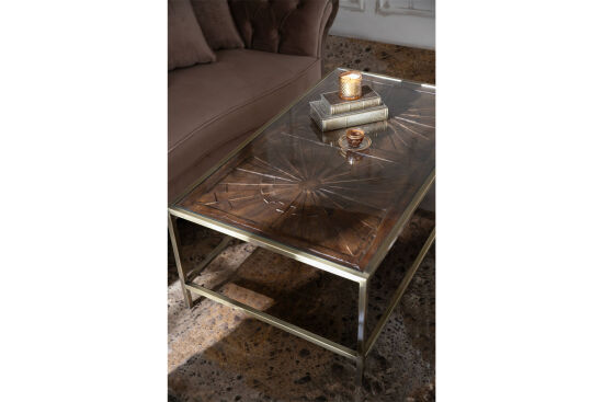 ELEGANCE DİKDÖRTGEN ORTA SEHPA PİRİNÇ ESKİTME 70X120X46 CM - 10