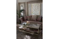 ELEGANCE DİKDÖRTGEN ORTA SEHPA PİRİNÇ ESKİTME 70X120X46 CM - 11