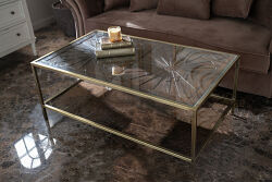 ELEGANCE DİKDÖRTGEN ORTA SEHPA PİRİNÇ ESKİTME 70X120X46 CM - 12