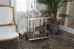 ELEGANCE SERVİS ARABASI DİKDÖRTGEN PİRİNÇ ESKİTME (73x50 H:81,5cm) - 5