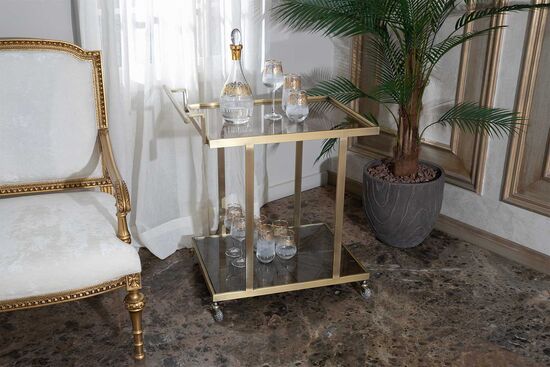 ELEGANCE SERVİS ARABASI DİKDÖRTGEN PİRİNÇ ESKİTME (73x50 H:81,5cm) - 5