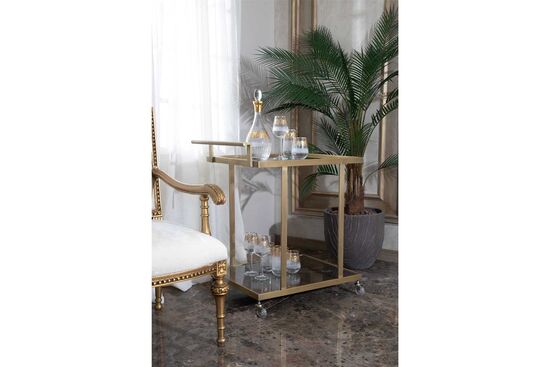 ELEGANCE SERVİS ARABASI DİKDÖRTGEN PİRİNÇ ESKİTME (73x50 H:81,5cm) - 6