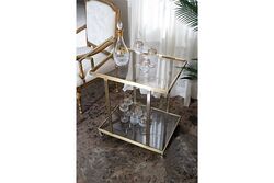 ELEGANCE SERVİS ARABASI DİKDÖRTGEN PİRİNÇ ESKİTME (73x50 H:81,5cm) - 7