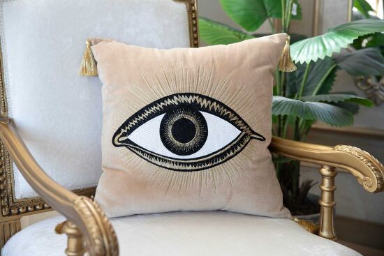 EVIL EYE KIRLENT ( ACHSH320 ) BEJ 45X45 CM - 5