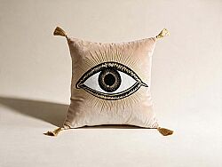 EVIL EYE KIRLENT ( ACHSH320 ) BEJ 45X45 CM - DEKORATİF KIRLENT