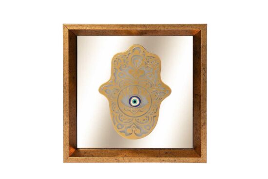 FATMA ANANIN ELİ AYNALI ÇERÇEVELİ DUVAR DEKOR GOLD 22X22 CM - 3