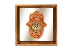 FATMA ANANIN ELİ AYNALI ÇERÇEVELİ DUVAR DEKOR KİREMİT 22X22 CM - 2