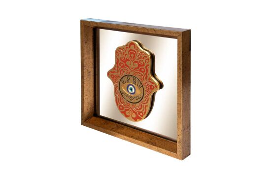 FATMA ANANIN ELİ AYNALI ÇERÇEVELİ DUVAR DEKOR KİREMİT 22X22 CM - 3