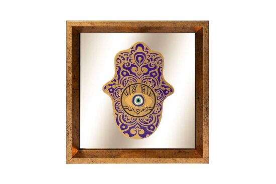 FATMA ANANIN ELİ AYNALI ÇERÇEVELİ DUVAR DEKOR MOR 22X22 CM - 2