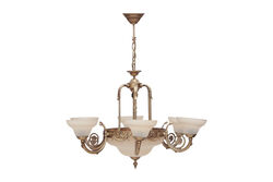 (GS-6) 6 KOLLU GOBEK CAMLI AVIZE 77x83cm KOYU ANTİK - 2