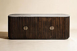 HAY KONSOL 4 KAPILI KAHVERENGİ GRİ MERMER 40x192x78cm SB231037_BND - KERVAN