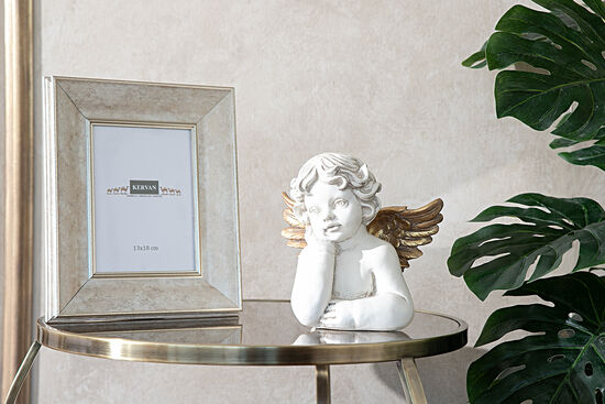 TEK ELİ ÇENESİNDE MELEK KREM-GOLD 20x21cm HYK1073 - 6