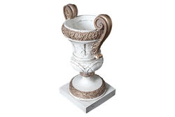 VİNTAGE KUPA VAZO KREM-GOLD 27x45cm HYK1104 - 3