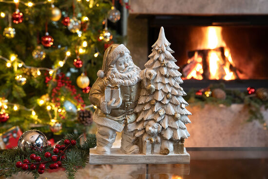 ÇAM AĞAÇLI NOEL BABA 20x28cm KREM-GOLD (YLBŞ) HYK1156 - 3