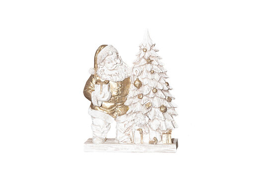 ÇAM AĞAÇLI NOEL BABA 20x28cm KREM-GOLD (YLBŞ) HYK1156 - 2