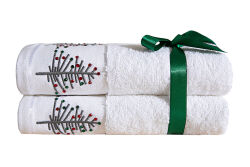 İKİLİ 45X70 cm ÇAM AĞAÇLI HAVLU BEYAZ-GRİMİX - 4