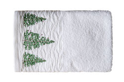 İKİLİ 45X70 cm ÇAM AĞAÇLI KUTULU HAVLU BEYAZ-YEŞİL - 4