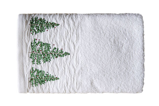 İKİLİ 45X70 cm ÇAM AĞAÇLI KUTULU HAVLU BEYAZ-YEŞİL - 4