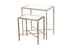 İKİLİ DİKDÖRTGEN ZİGON SEHPA - ÜST MERMER - ANTİK GOLD - 60X40X60 CM - 45X33X50 CM - 45859 - 4