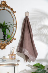 JAKARLI GEOMETRİK DESEN BORDÜRLÜ HAVLU KAHVERENGİ 70x140cm (TRY) - 2