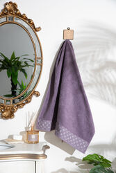 JAKARLI GEOMETRİK DESEN BORDÜRLÜ HAVLU LİLA 70x140cm (TRY) - 2