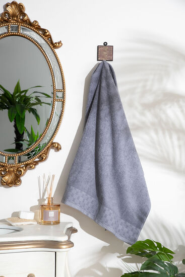 JAKARLI GEOMETRİK DESEN BORDÜRLÜ HAVLU MAVİ 70x140cm (TRY) - 2