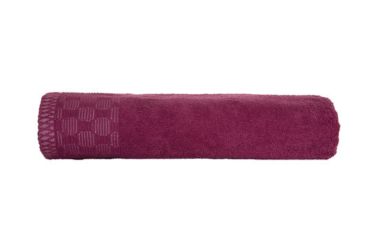 JAKARLI GEOMETRİK DESEN BORDÜRLÜ HAVLU MÜRDÜM 70x140cm (TRY) - 3