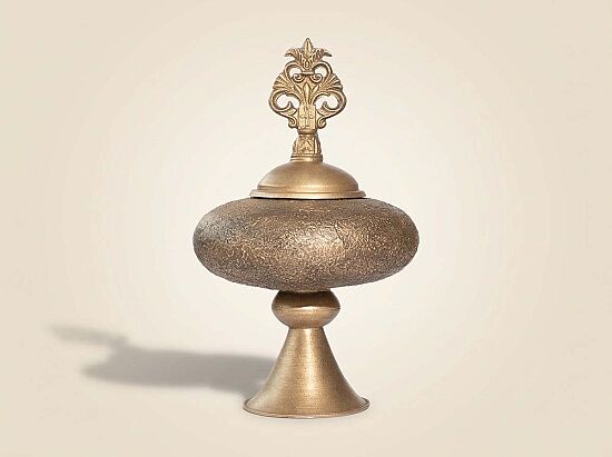 KAPAKLI DEKORATİF VAZO GOLD ESKİTME 30X50 CM - 1