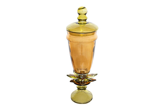 KAPAKLI KÜÇÜK VAZO AMBER-YEŞİL 12.5x41.5 cm - 3
