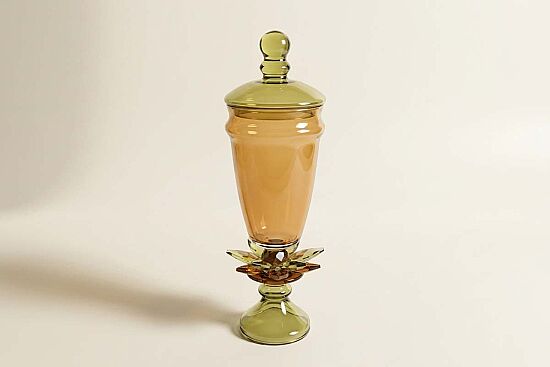 KAPAKLI KÜÇÜK VAZO AMBER-YEŞİL 12.5x41.5 cm - 1