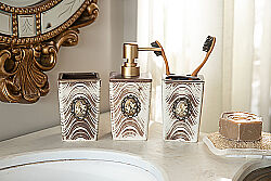 KUŞ ROZETLİ ZYB2040 BANYO SET 3'LÜ (SIVI SABUNLUK-DIS FIRCALIK-PAMUKLUK) - 5