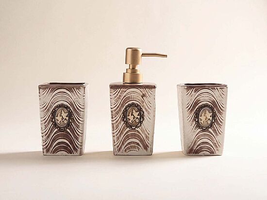 KUŞ ROZETLİ ZYB2040 BANYO SET 3'LÜ (SIVI SABUNLUK-DIS FIRCALIK-PAMUKLUK) - 1