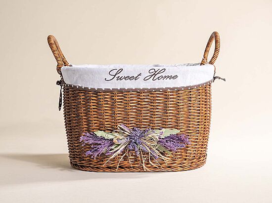 LAVENDER KULPLU OVAL SEPET (L) 40X30X24 CM (SPT-319) - 1