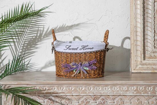 LAVENDER KULPLU OVAL SEPET (M) 34X24X20 CM (SPT-319) - 4